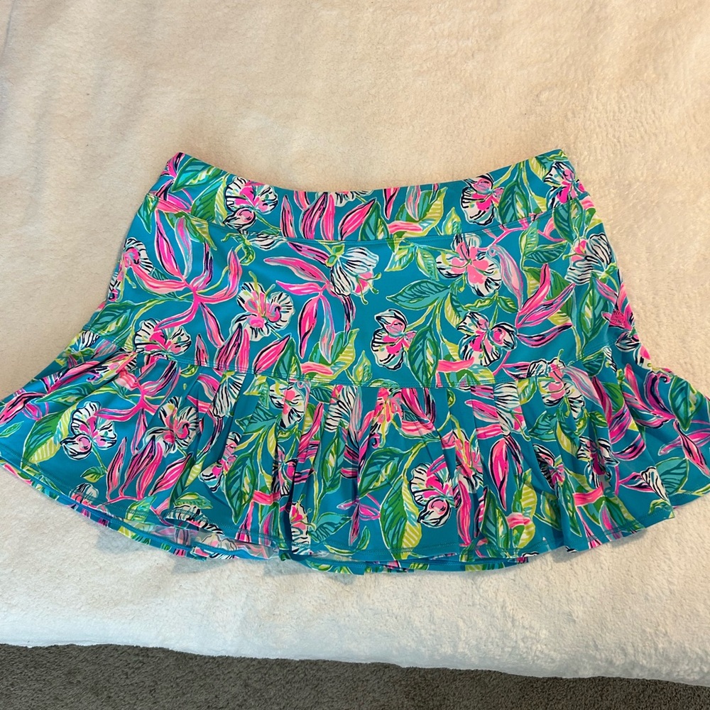 Lilly Pulitzer turquoise and pink floral athletic skirt